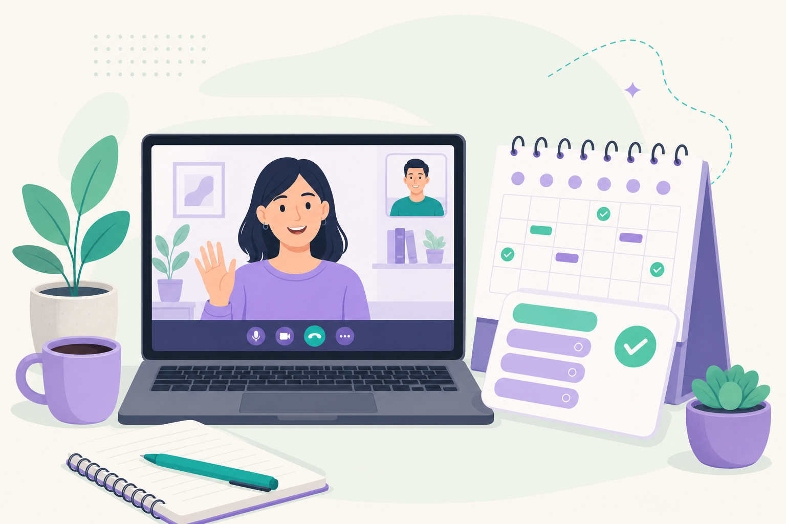 Illustration of scheduling a friendly website consultation